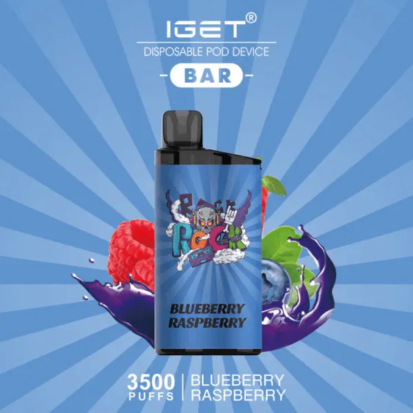 IGET BAR BLUEBERRY RASPBERRY ICE 3500 Puffs Disposable Vape