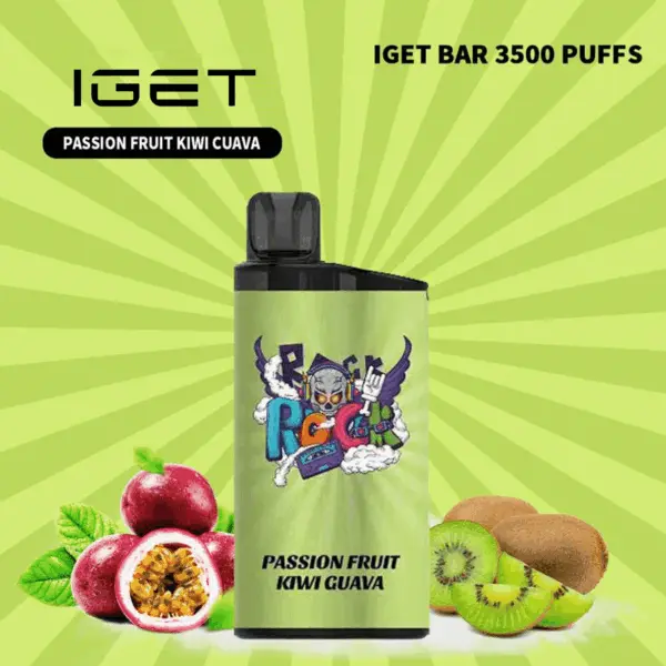 IGET BAR PASSIONFRUIT KIWI GUAVA 3500 Puffs Disposable Vape